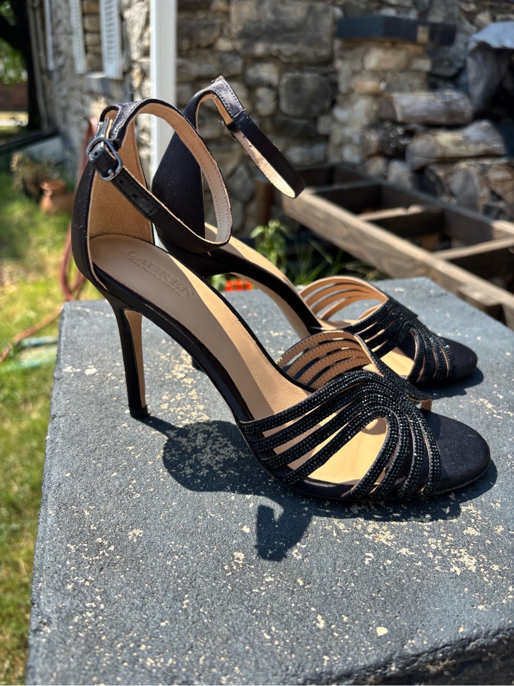 Ralph Lauren 3.5” Black Satin Heels